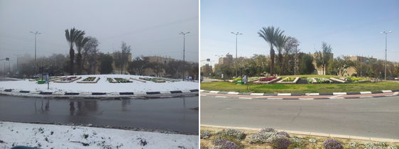 Arad, Israel, snow storm 2015 before and after, Ben yair St.