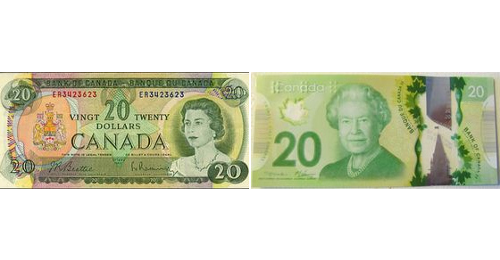 New Canadian 20 Dollar Bill Versus the 70s Version
