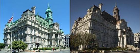 Montreal Town hall, restoration before and after
