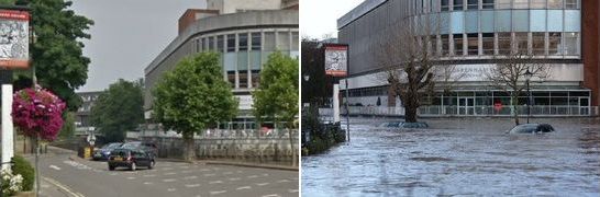 Flood  at 9 Millmead, Guildford, England, United Kingdom